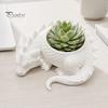 Künstlerischer Drachen-Blumentopf 3D-gedruckter liegender Topf für kleine Grünpflanzen, Dekorative Sukkulenten Matt Schwarzer Topf-Schmuck, Dunkler Stil Figur