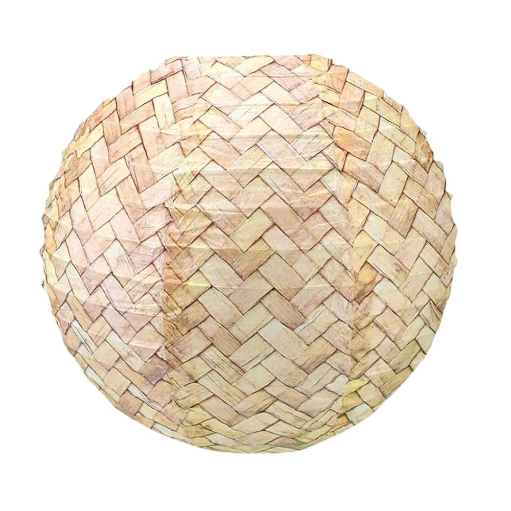 Imitation Bamboo Woven Round Paper Lanterns Handmade Foldable Hanging Lanterns Rustic Festival Lantern Lantern Festival other