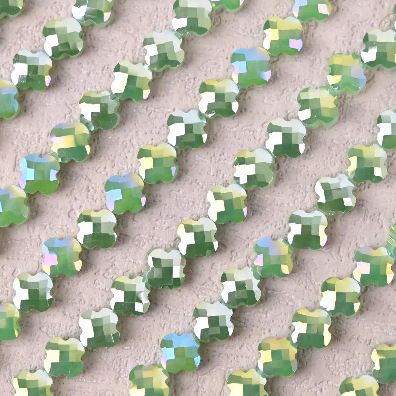 Electroplated Four-Leaf Clover Sherpa Beaded Jewelry Accessories for DIY Necklaces