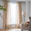 Imanqi Yun Floral Print Khaki Semi-Blackout Curtains with Tassels for Bay Windows