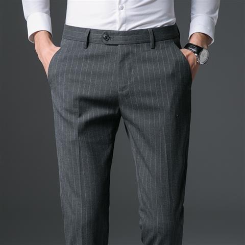 Summer thin men's striped casual pants trendy small feet trousers men's British trousers men's slim men's trousers