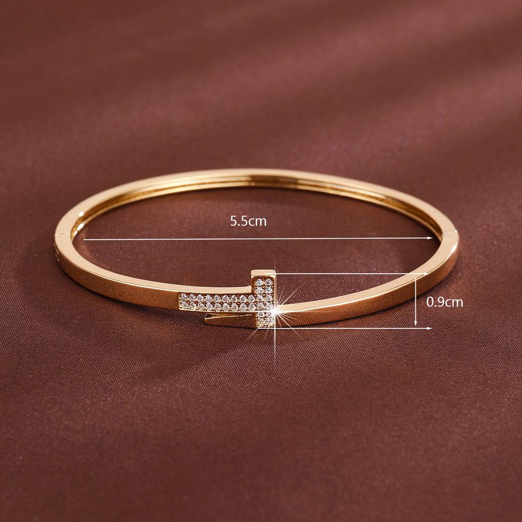 Simple T-Letter Design Synthetic Zirconia Women's Bracelet For Daily Gift-Giving Jewelry Accessories