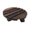 Wooden Plant Stand, 360 Degree Rotation Round Stand with Wheels for Indoor and Outdoor   Flower Pots, Plant Cart with Rollers for Courtyard
