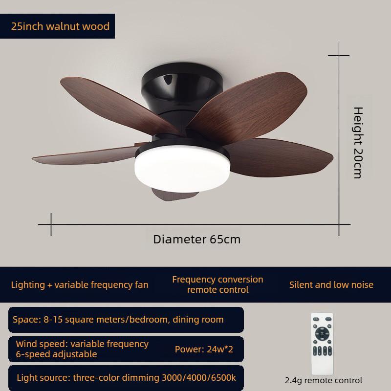 Household Bedroom Electric Ceiling Fan Light Quiet Frequency Conversion Ceiling Fan Lamp Living Room LED Lighting Fan