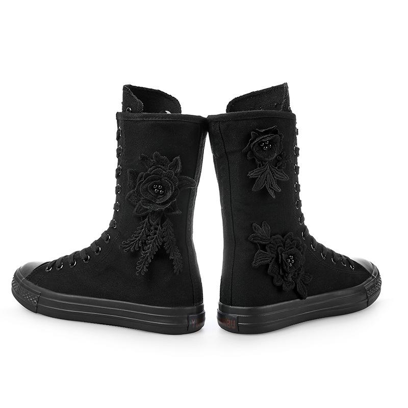Neue Freizeitschuhe Segeltuchschuhe Innenreißverschluss Gummischuhe Mittelschaft Damenschuhe Trend