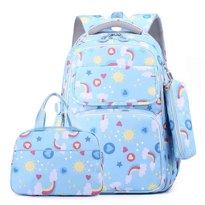 Regenbogen-Serie 3 Stück/Set Kinder Schulrucksack für Mädchen Brottasche Federtasche Grundschule Mittelstufe Oberschule Taschen Schüler Rucksack