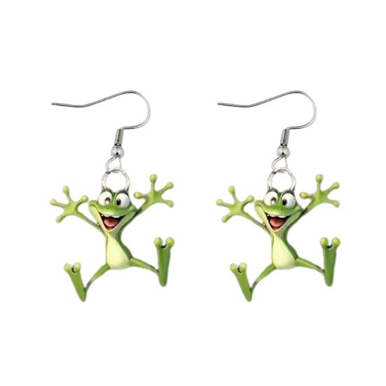 Frog Pendant Dangle Earrings 2D Acrylic Frog Pendant Earrings Cartoon