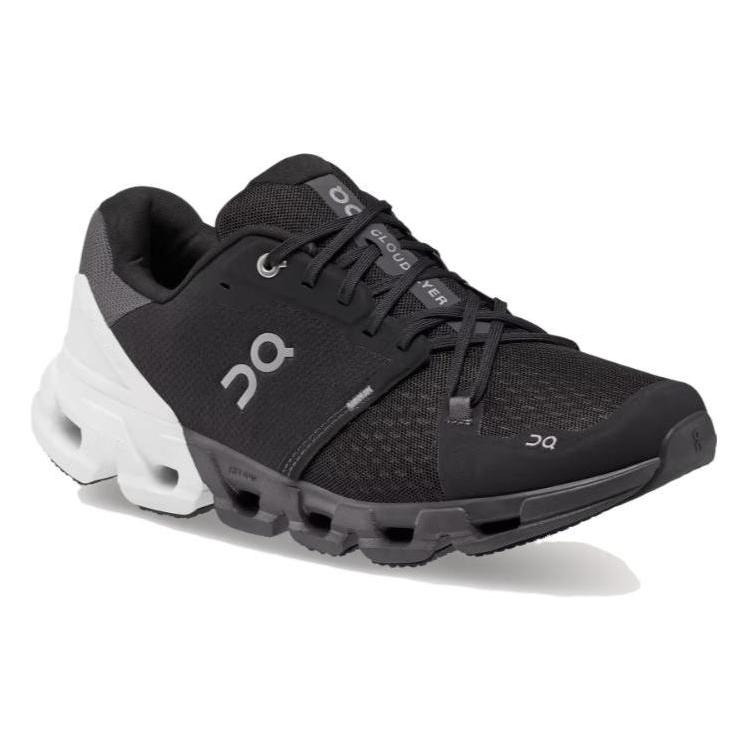On Cloudflyer Lace Up Cushioning Slip Resistant Abrasion Resistant Low top Running Shoes Women's Black White 81.98663