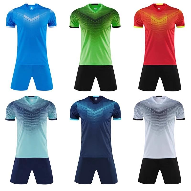 Custom Boys and Men Football Training Uniforms Blank Black Red Soccer Jersey Wear Set Automated Cutting Technique