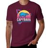 Capybara Retro Neon 80's Style Cool Funny Vaporwave T-Shirt Anime Tshirt Heavyweights Basketball Graphic Tees Men Workout Shirt