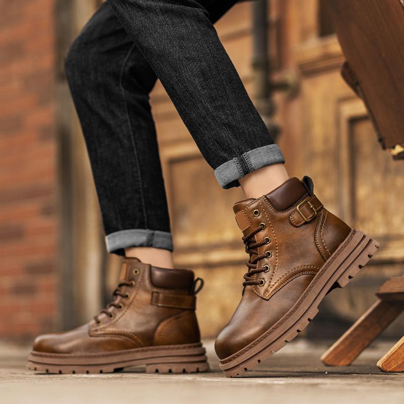 Neue Herren High-Top Wasserdichte Freizeitschuhe, Rutschfeste und Abriebfeste Arbeitsstiefel, Modische Outdoor-Arbeitsstiefel
