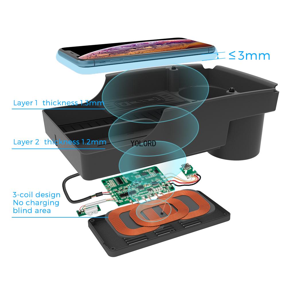 10W QI Wireless Charger With Cup Holder For Tesla Model S X 2017-2021 Accessories Charging Pad Car Center Console