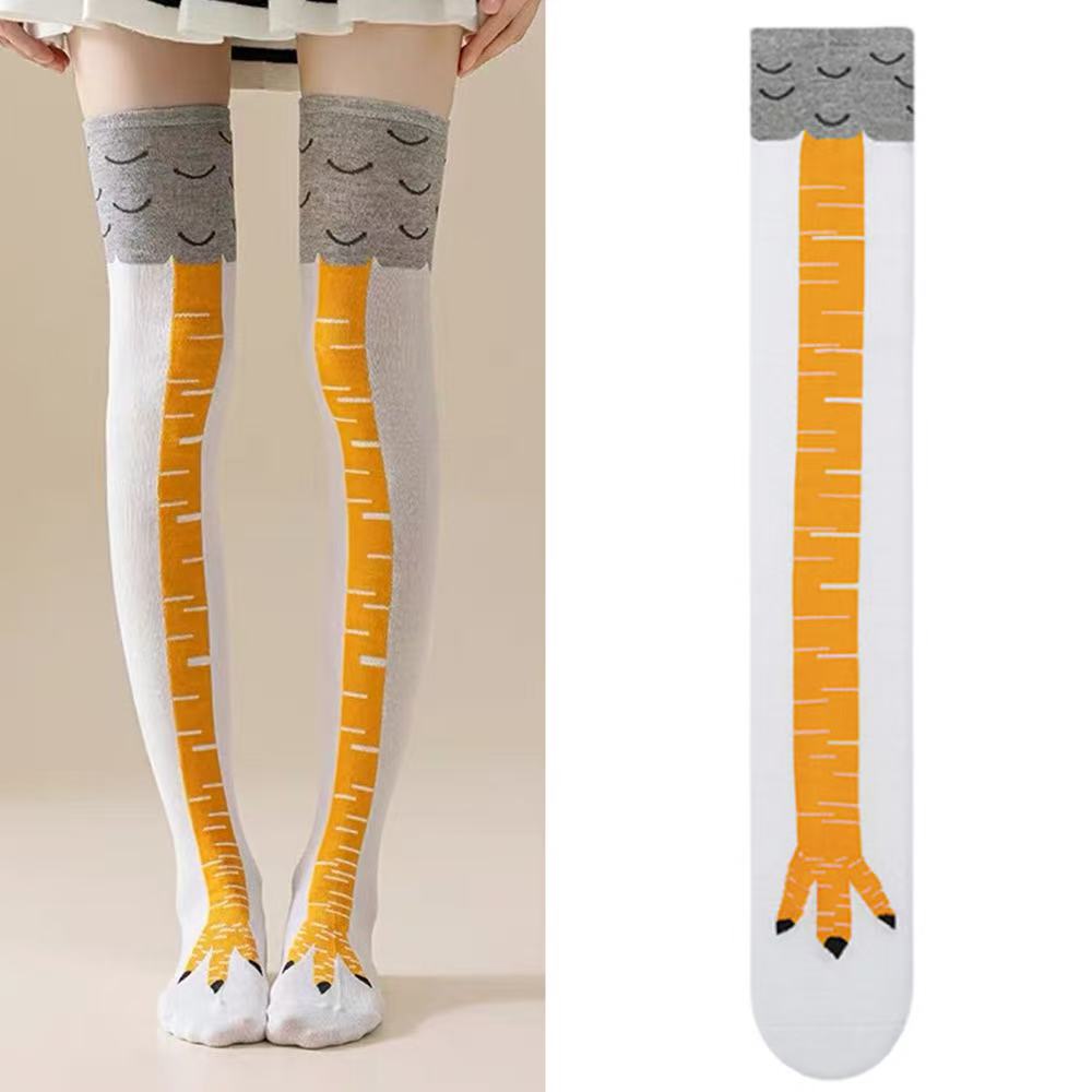 Chicken Paws Feet Long Socks Women Over The Knee Stockings Funny Cartoon Chicken Leg Claw Ladies 3D Print Thigh High Socks Gifts