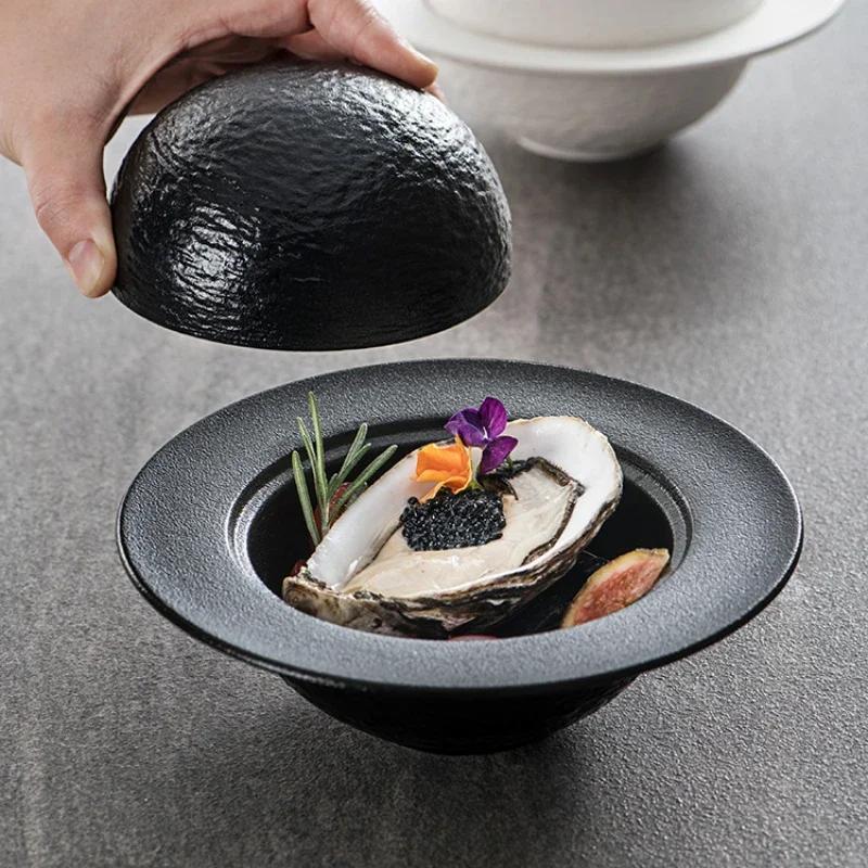 Tasse à ragoût en céramique à motif de roche, tasse à soupe, bol, vaisselle d'hôtel et de restaurant, tasse pour concombre de mer et ormeau, bol à dessert créatif planète