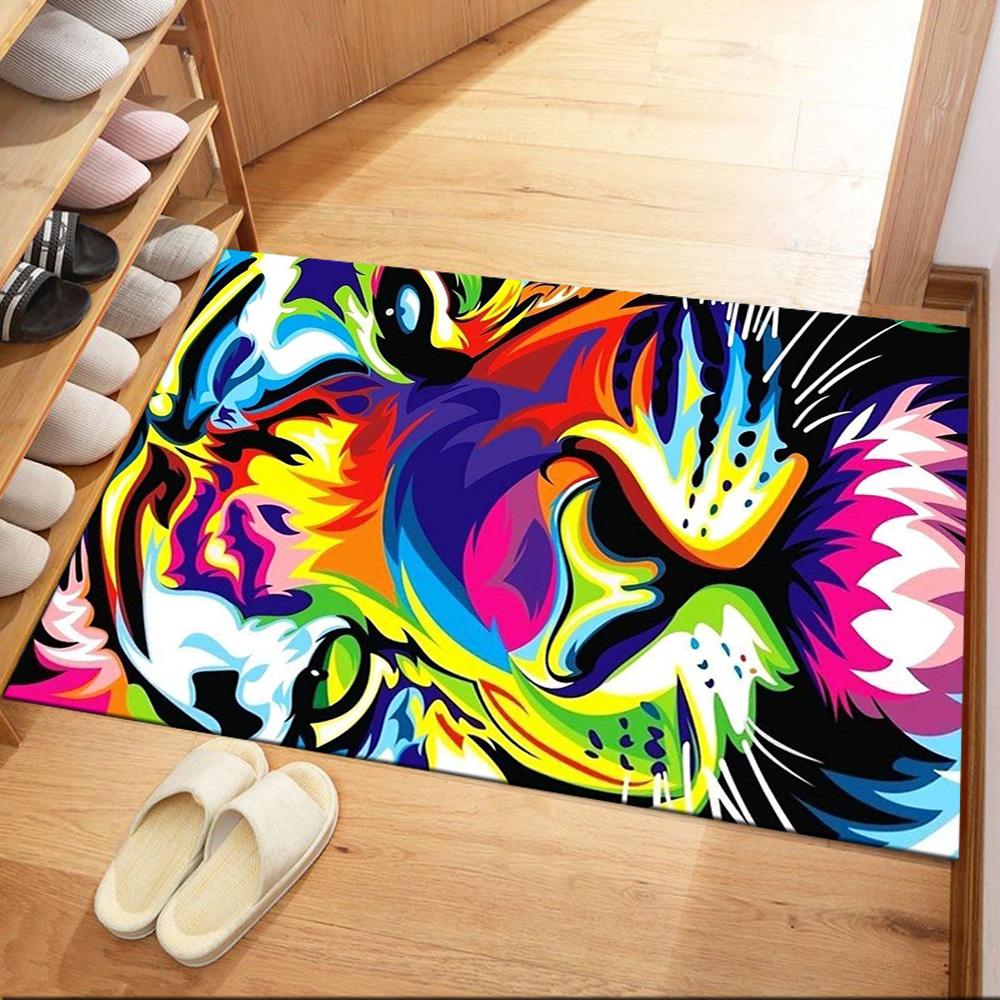 Colorful Tiger Portrait Floor Mats for Living Room, Bedroom and Room Decoration Are Suitable for Gifts.