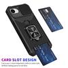 For iPhone 16e Case Kickstand Slide Lens Lid PC+TPU Phone Cover with Card Slot