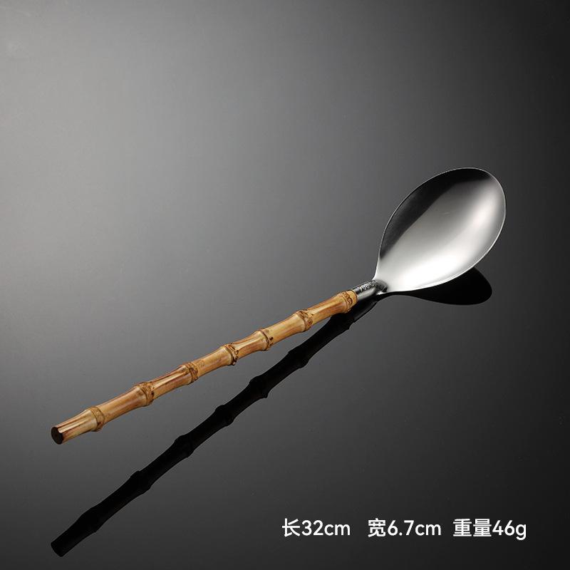 304 Stainless Steel Bamboo and Wood Handle Japanese Soup Shell Colander Mini Shovel Multi-style Mesh Colander Natural Bamboo Joint