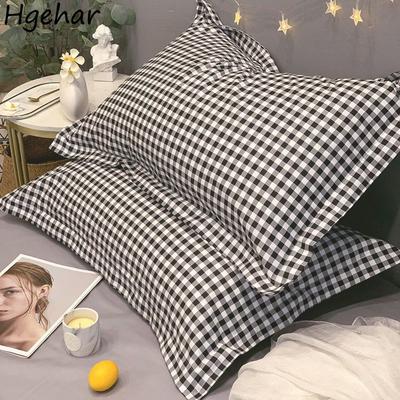 Plaid Pillow Case Plain Simple Twill Vintage Four Season 48*74cm Anti-mite Bedroom Pillowcover Couples for Adults Home Household