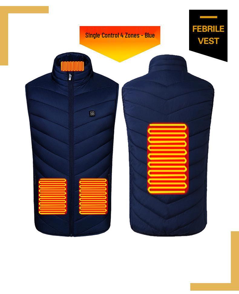 Men's Smart USB Heated Vest - Multi-Zone, Safe Electric Heating, Stand-Up Collar, Constant Temperature