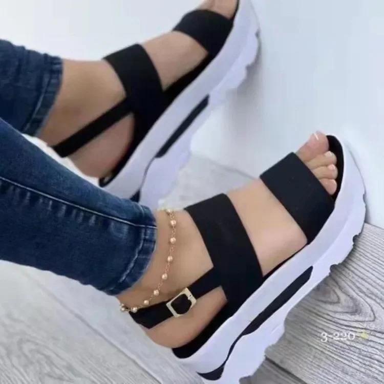2025 Women Summer Platform Sandals Buckle Strap Open Toe Thick Bottom Punk Ladies Casual Flats Beach Shoes Sandalias De Mujer