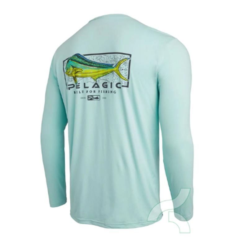 Mens Quick-Dry UV Protection Fishing Shirt Long Sleeve Breathable Outdoor Performance Top Summer