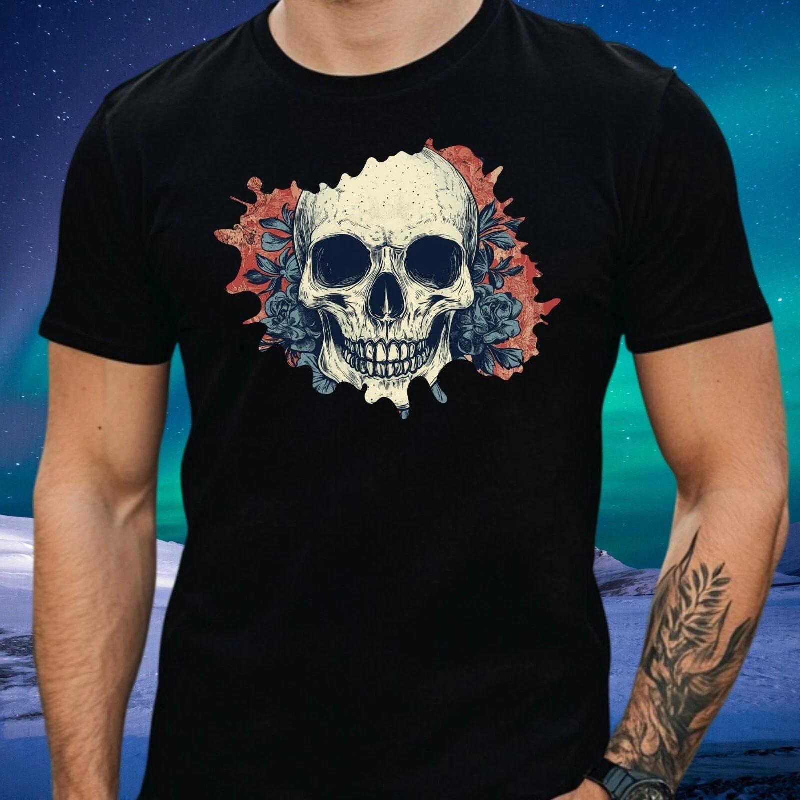 T-Shirt Herren Totenkopf Motiv Baumwolle Größe S bis 5XL S