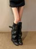 Boots Boots Female Spice Girl Coarse Heel Black Fashion Stacked Pants Tube Fashion Boots Square Head New High Heel