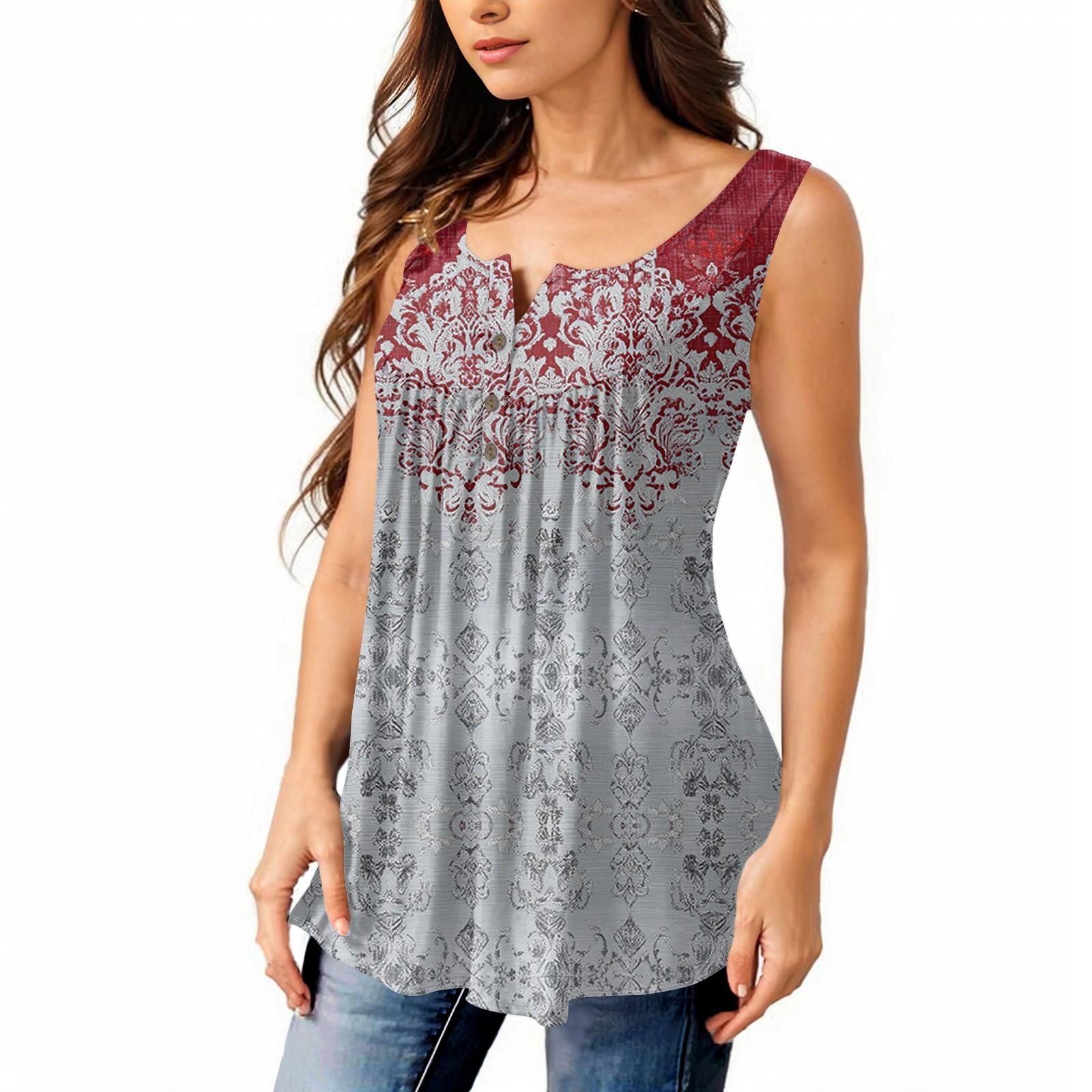 

Жіноча модна плісирована повсякденна футболка без рукавів і жилетка на ґудзиках XXXXXL