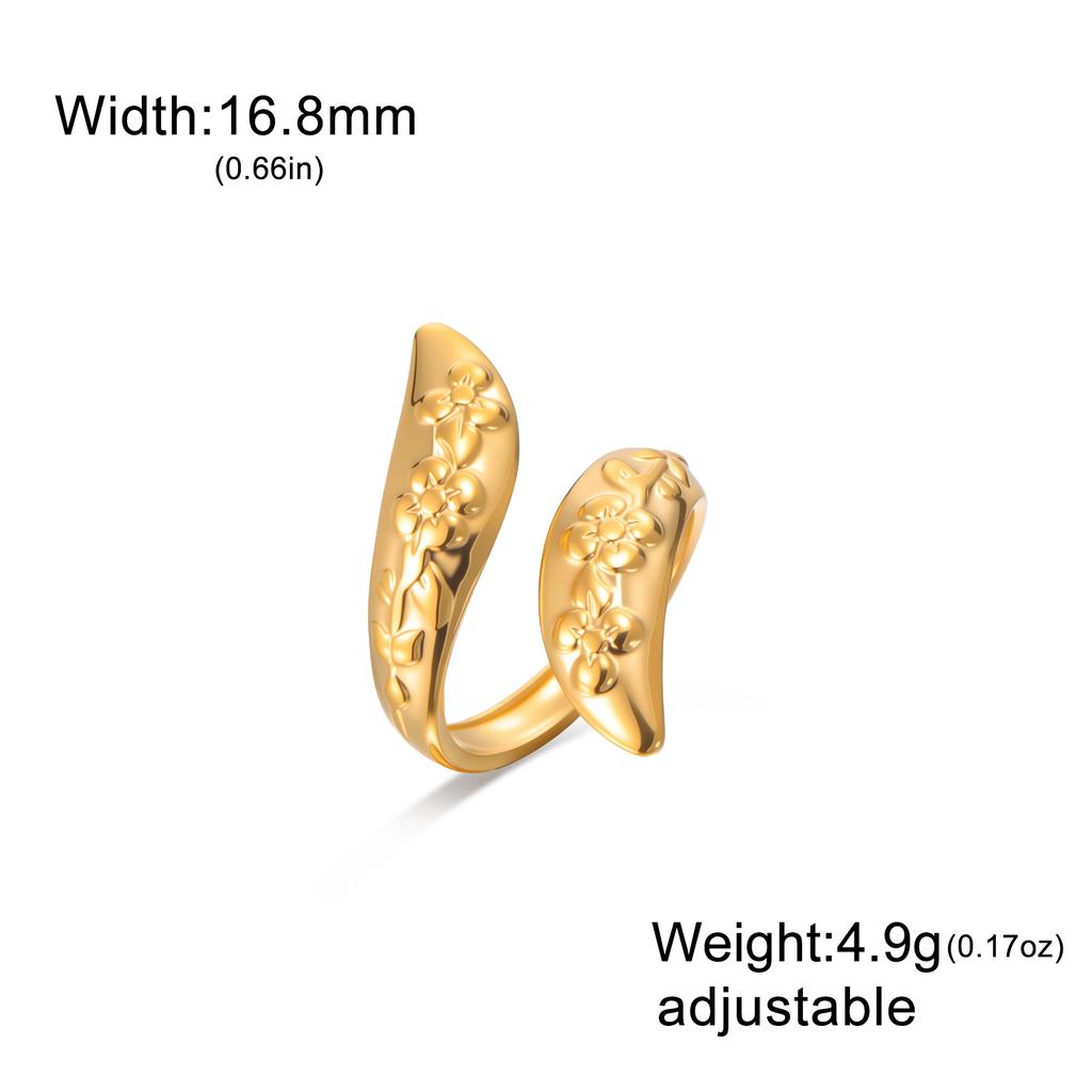 Stainless Steel Gold Color Geometric Open Ring Fashion Minimalist Finger Rings Wedding Party Jewelry Gift Wholesale