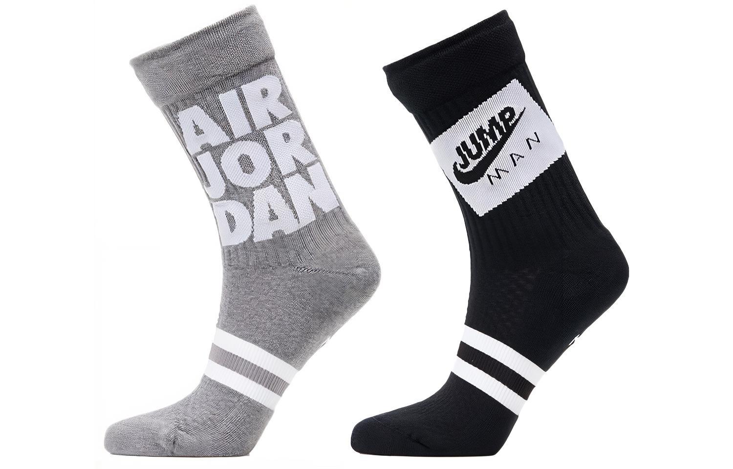 Jordan Crew Socks All Unisex 2 Pack Black/Gray Couple s CU7907-904 S