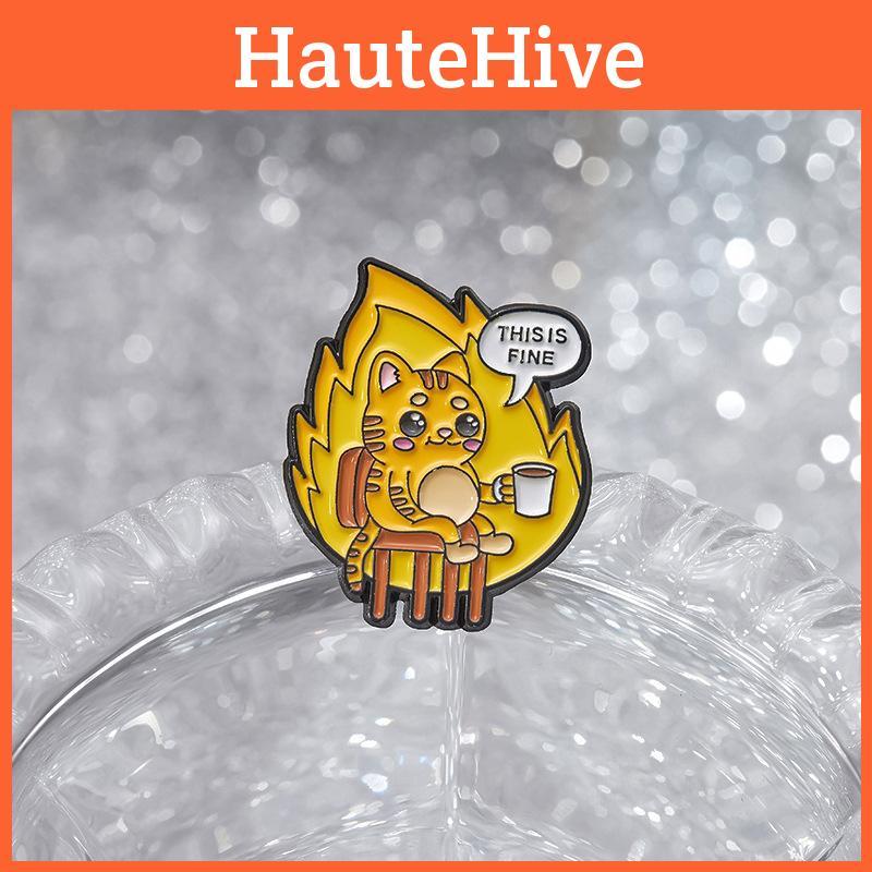 Adorable Cartoon Cat Coffee Brooch Charming Alloy Letter Design For Unique Gifts