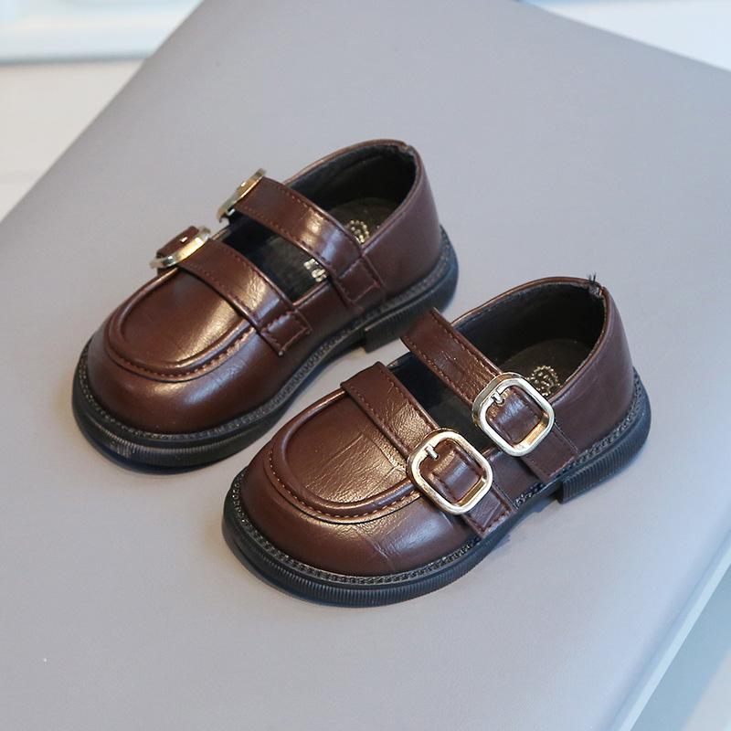 

Kids Leather Shoes British Style Kindergarten Boys Flats Uniform Shoes Non-slip 2025 Spring Autumn New Baby Girls Walking Shoes 16 коричневый