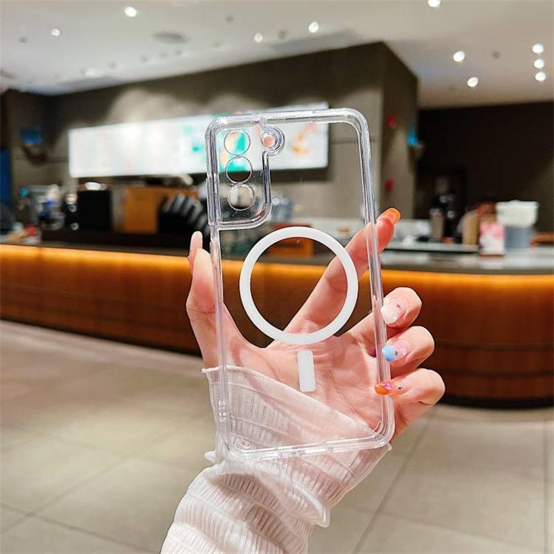 

Для Magsafe Магнитный Прозрачный Чехол Для Samsung Galaxy S24 S23 S22 S21 S20FE Plus Note 20 Ultra A14 A34 A52 A53 A54 Мягкий Чехол For Samsung A34 5G чистый