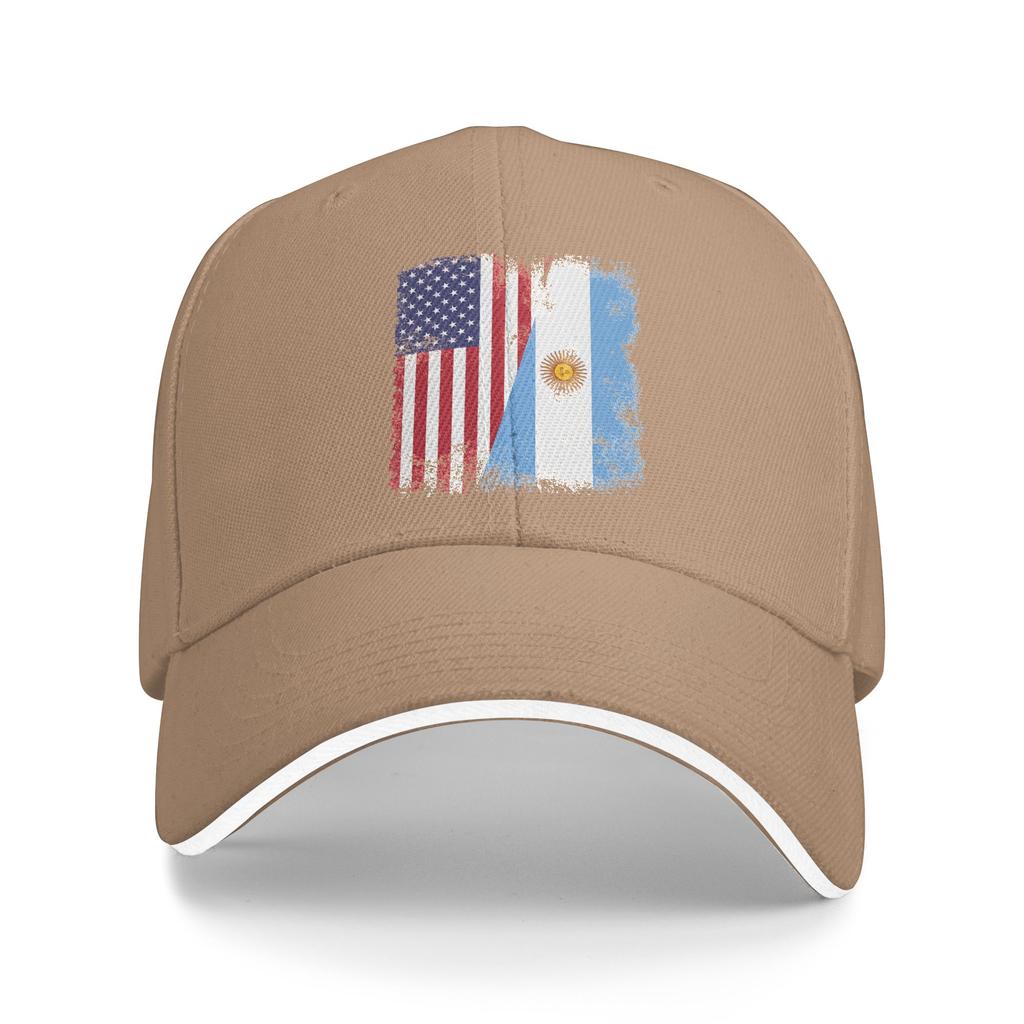 Half Argentinian Flag Vintage Argentina USA Sun Baseball Cap Summer Streetwear Trucker Hat For Couple Outdoor Gym Snapback Cap