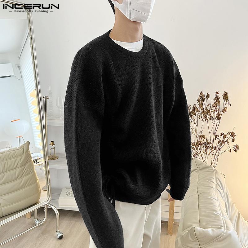 

INCERUN Мужские свободные вязаные осенне-весенние свитера на шнуровке