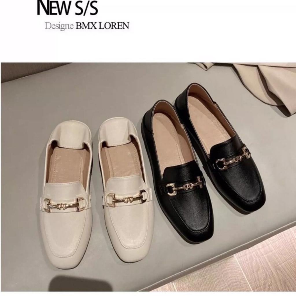 Single shoes women's flat bottom 2025 new spring Doudou shoes versatile British style retro small leather shoes one pedal loafers