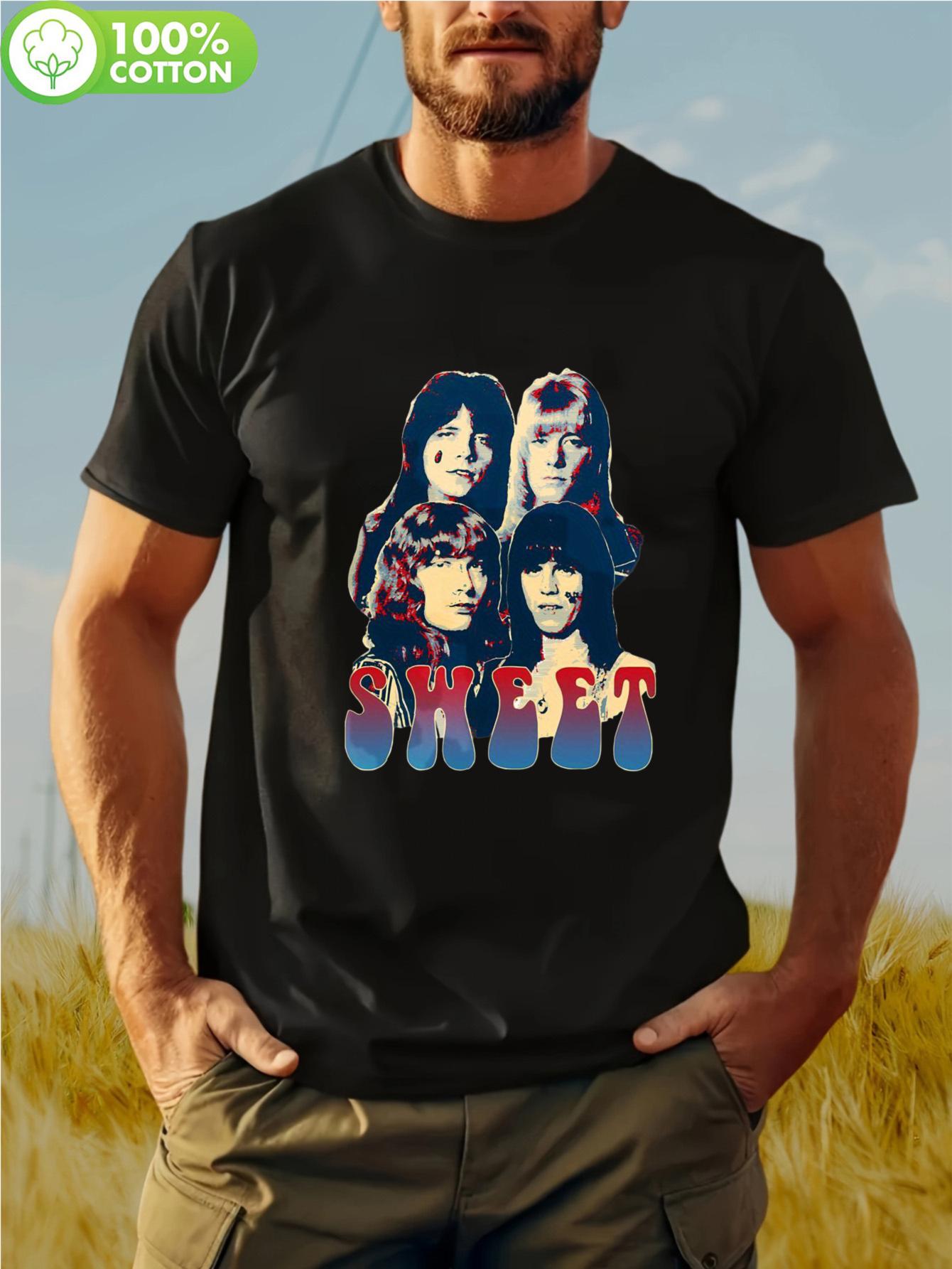 

NEW The Sweet Rock Band T-Shirt - Official Vintage Logo & Band Members Graphic Tee L