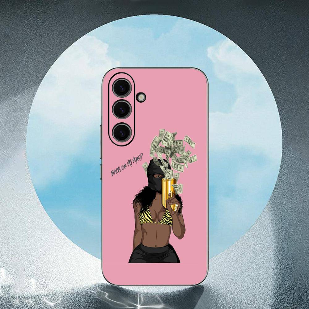 

US Money 100 Dollars Black Girl For Samsung Galaxy S23 S24 S25 Ultra S22 Plus S21 Black Soft Case Waterproof Soft Case SamsungS21lite