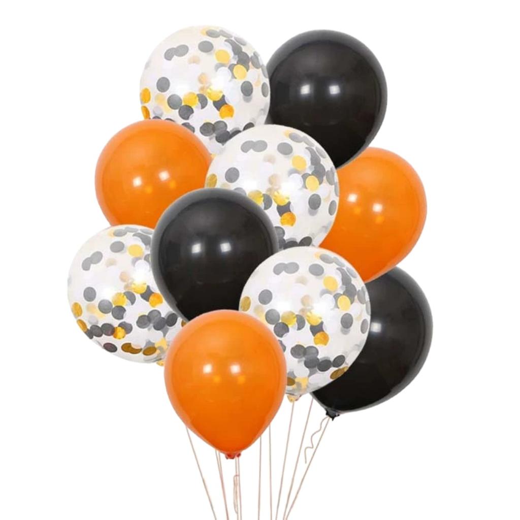 Halloween Balloon Sets, Black And Orange Balloons, Used For Horror Party Decoration For Anniversaries, Graduations, Birthdays