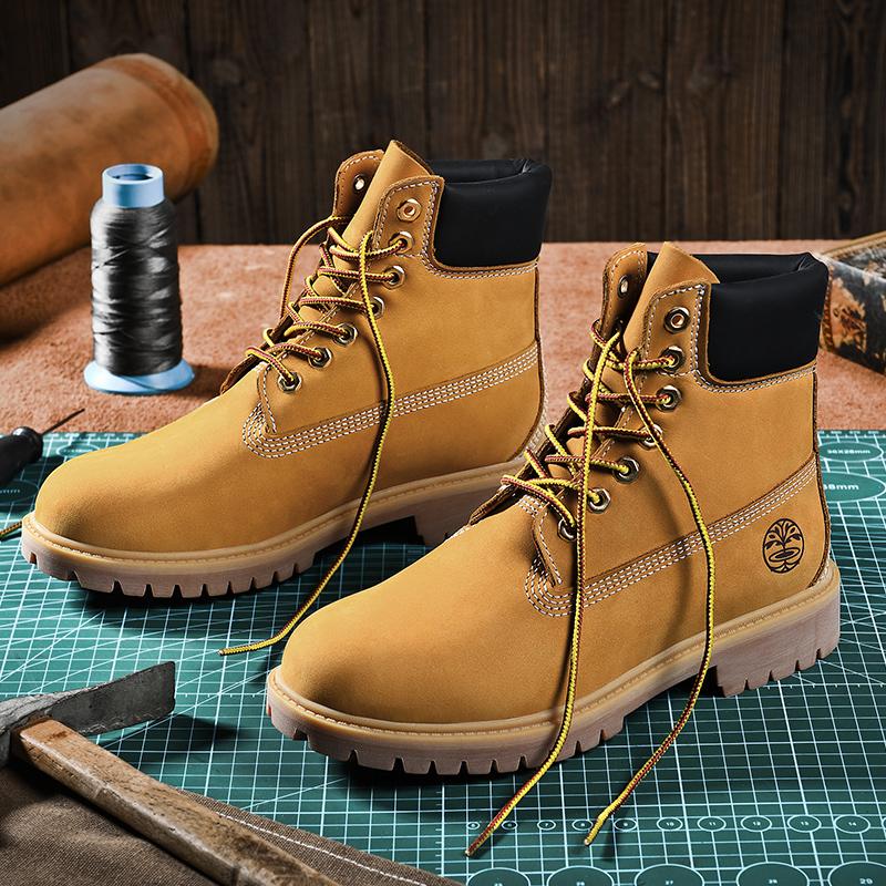 New Men's Boots High Top Motorcycle Boots Fashion Cow Leather Shoes Casual Outdoor Ankle Snow Boots Male Sneakers Big Size 46