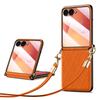 SULADA For Samsung Galaxy Z Flip7 5G Case Rhombus Leather+PC Phone Cover with Shoulder Strap