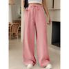 Wide Leg Floor Length Pants Women Drawstring Pant Loose Y2k Streetwear Capris Pockets Casual Sports Summer High Waist Basics