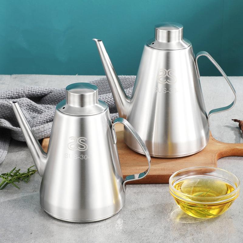 Stainless Steel Oil Bottle Oil Pourer Leakproof Seasoning Pot Kitchen Sauce Dispenser Strainer Container Storage Jars For Spice