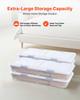 Under Bed Storage with Wheels, 805 x 396 x 175 mm Underbed Containers, Underbed Shoes Organizer with Lid and Gray Latch, Rolling Under the Bed Storage