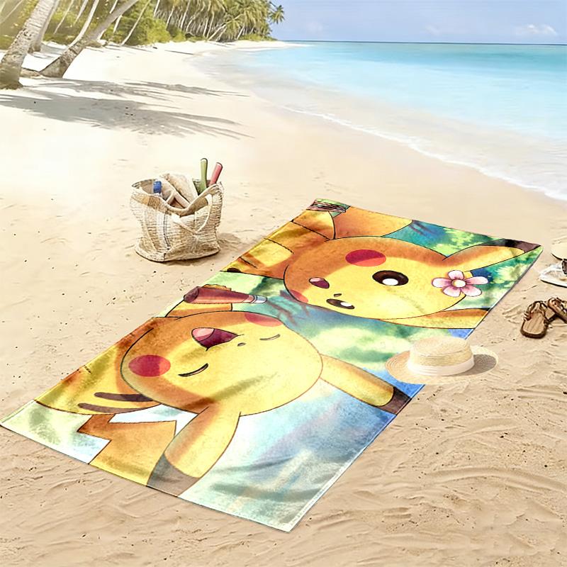 Pikachu Print Beach Towel, Large Soft Quick Dry Towel for Beach Camping Swimming