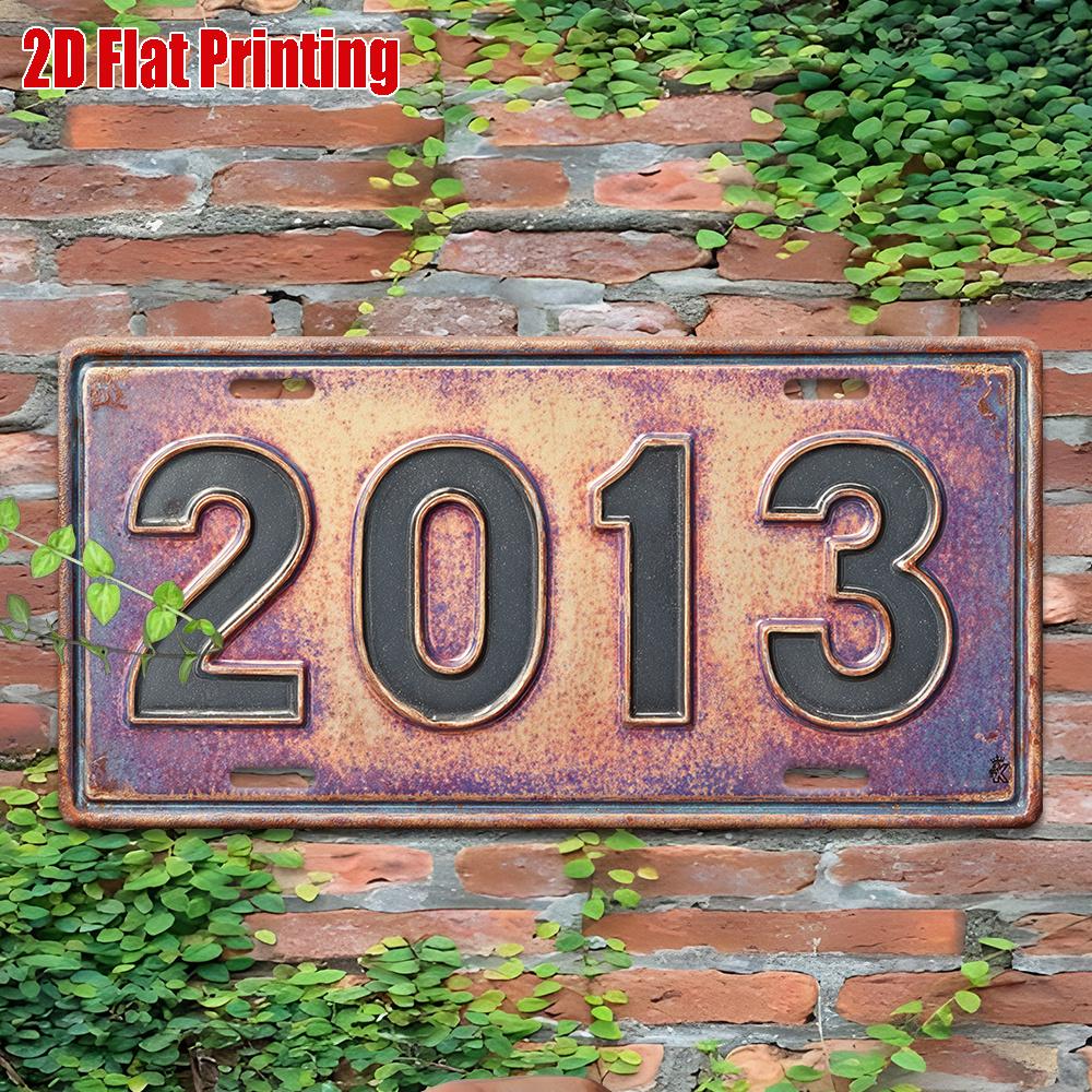 

Vintage Year Number License Plate Metal Tin Sign HD Print Bendable Aluminum Plate Retro Weathered Rustic Wall Art Decor for 15x30cm(5.9x7.8inch)