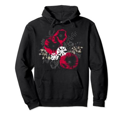 Cornflower and Poppy Summer Flower Botanical Art Hoodie