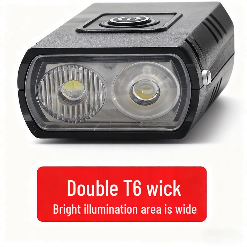 USB Rechargeable Super Bright Double Front Bicycle Light for Night Riding