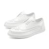 Fashion Derby Leather Men Shoes White Brogue Lace Up Solid Simple Dress Business Casual Party Wedding Flat Shoes For Man