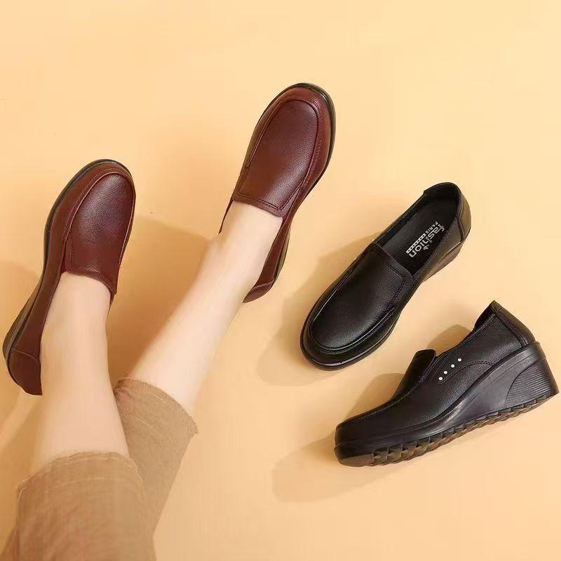 Anti-slip Single New Style Women's Platform Shoes Leather Shoes